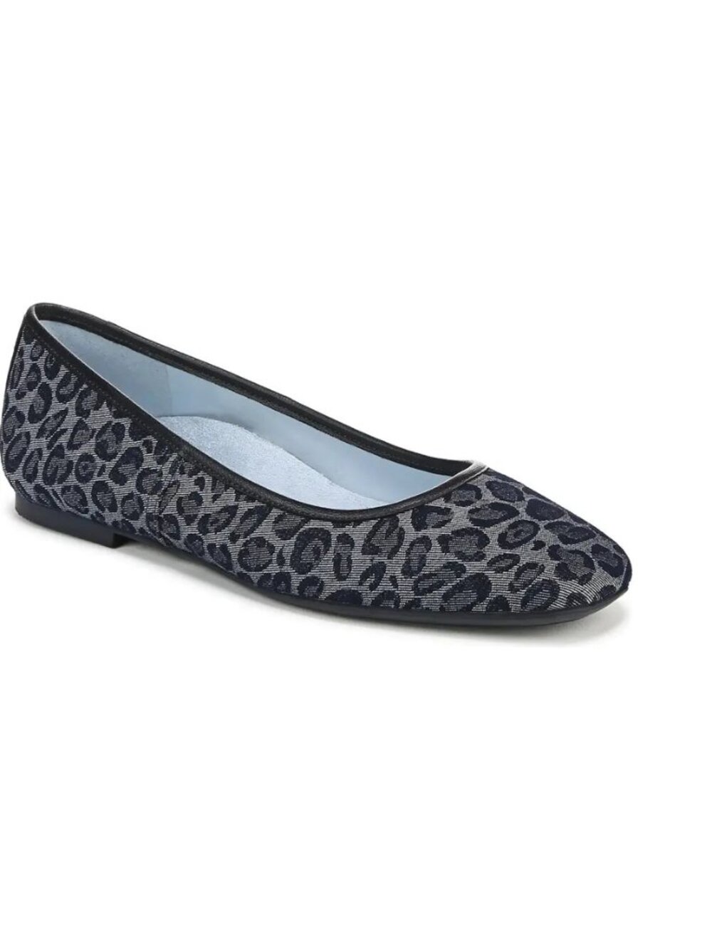 Vionic Orinda Square Toe Flat in Denim Multi (Blue Leopard) Size 8.5 New in Box
